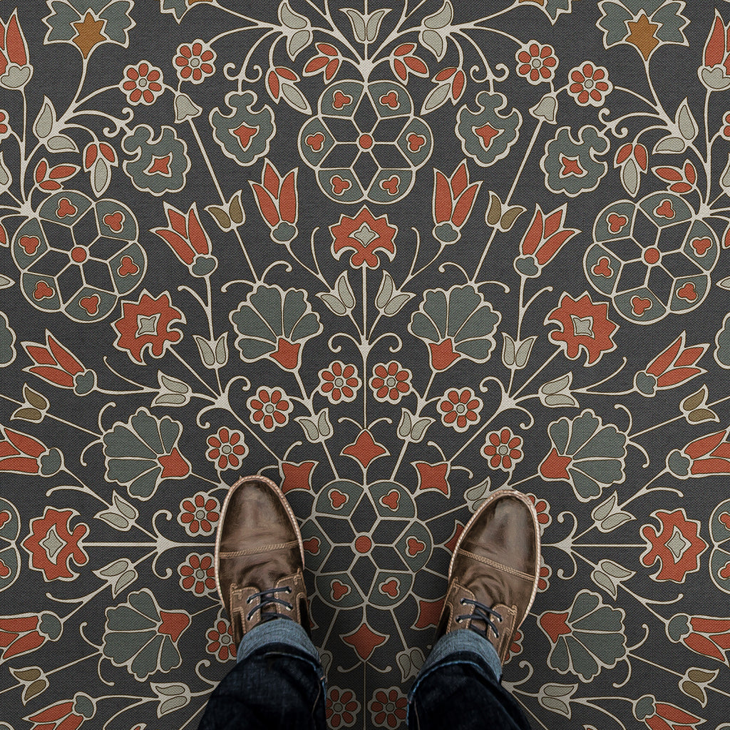 spicher and company biltmore arabesque bloom oxidized petals vinyl mat