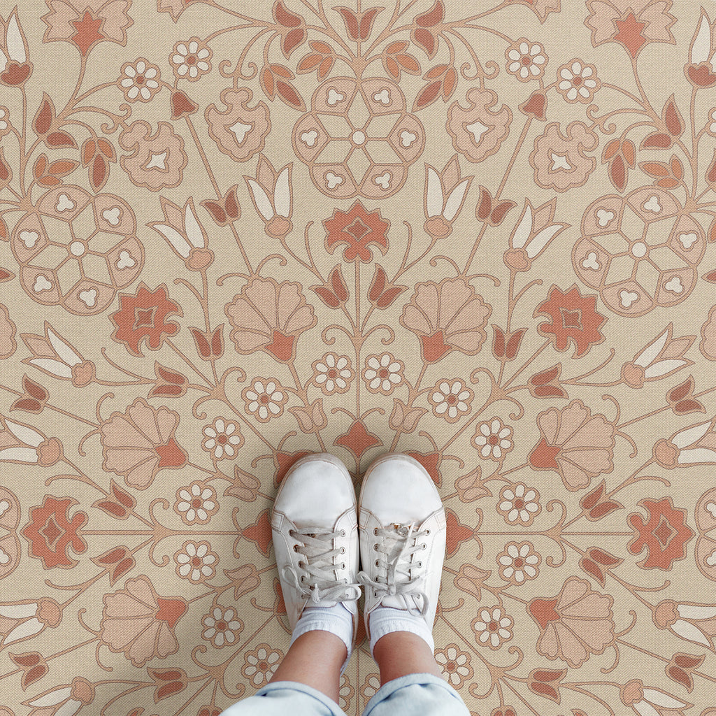spicher and company biltmore arabesque bloom blush parchment vinyl mat