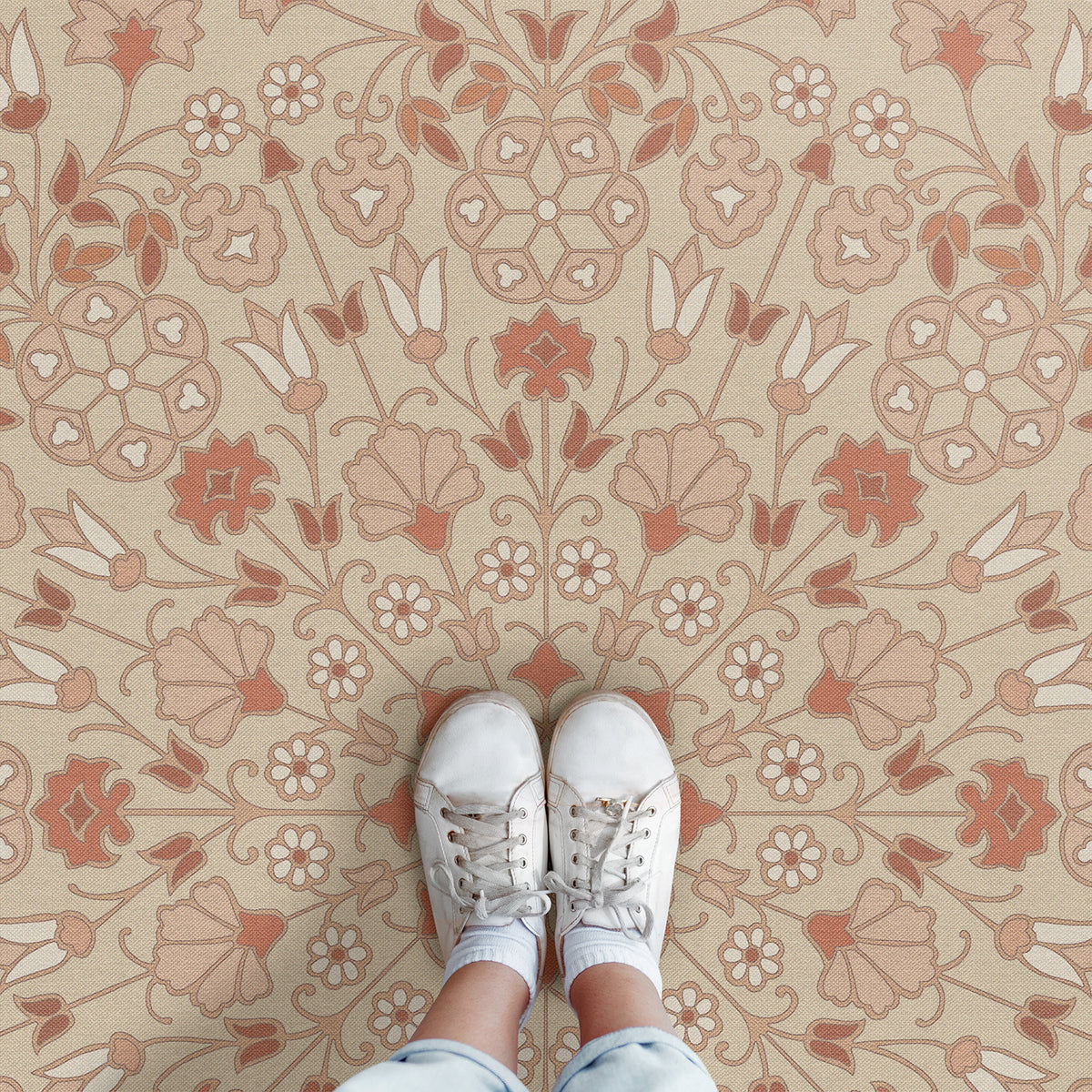 spicher and company biltmore arabesque bloom blush parchment vinyl mat