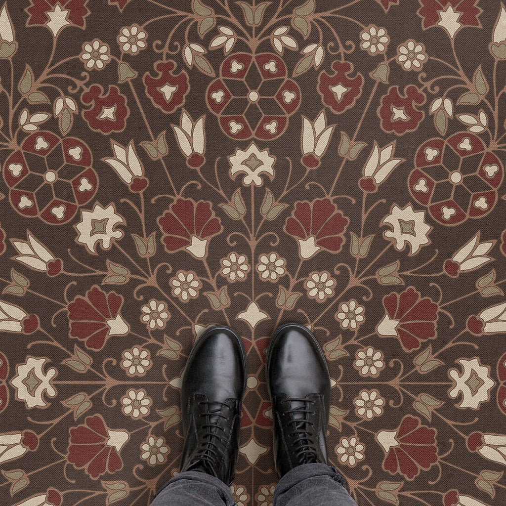 spicher and company biltmore arabesque bloom crimson walnut vinyl mat