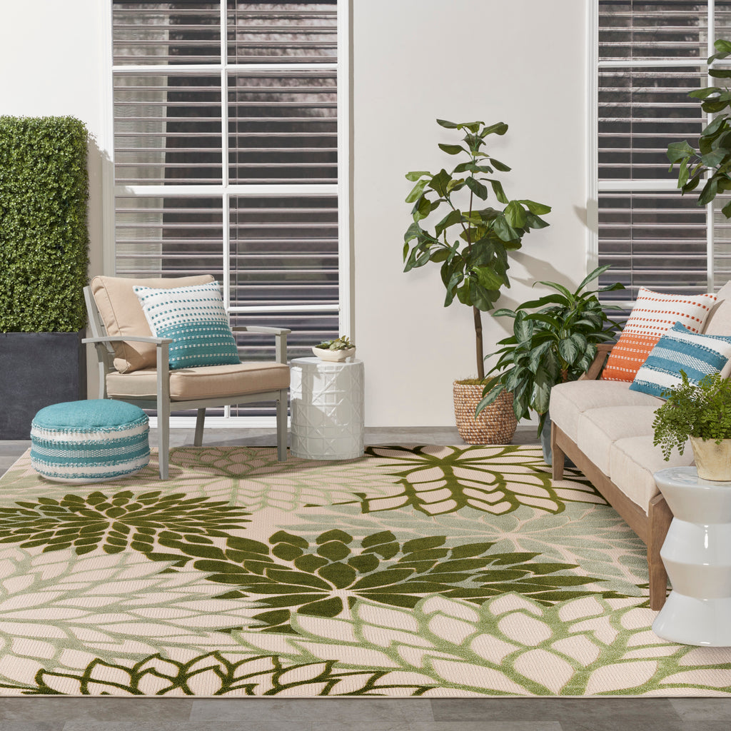 nourison aloha alh05 ivory green rug