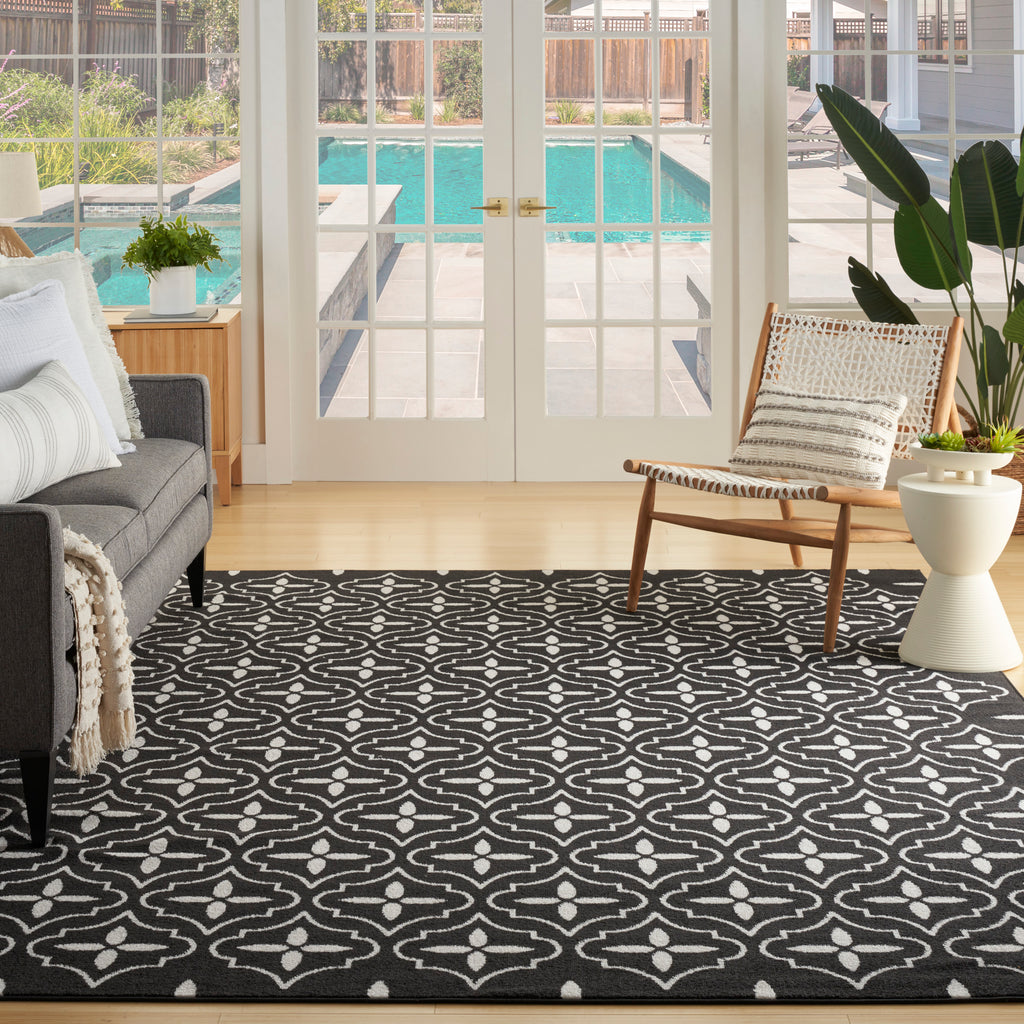 nourison nourison essentials nre04 black ivory rug