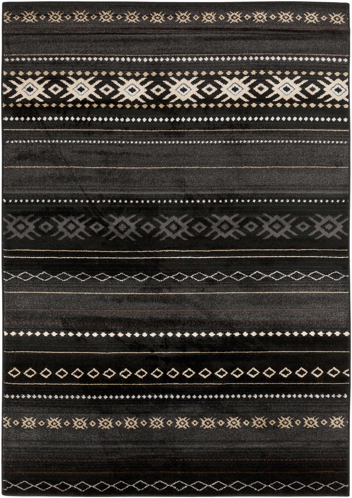 Hauteloom Fogertown FOG Black Machine Made Polypropylene Rug