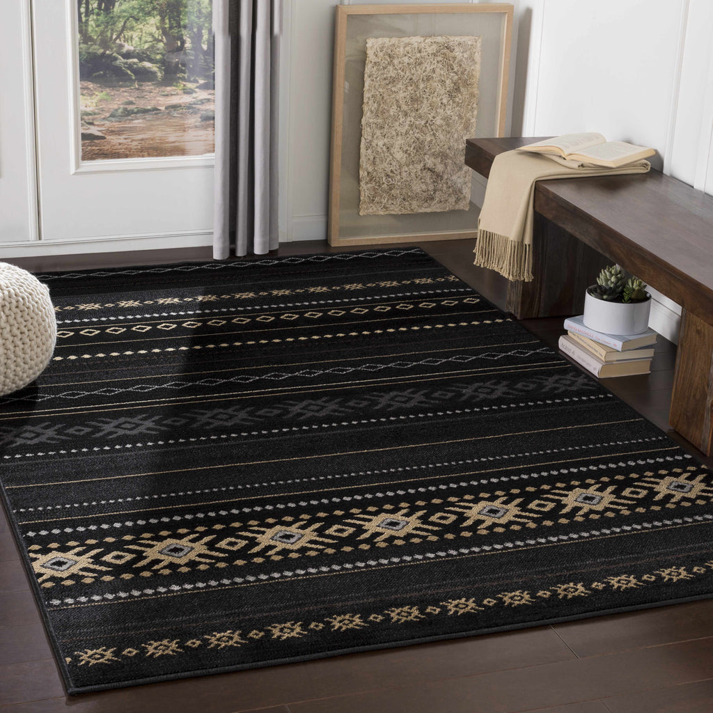 Hauteloom Fogertown FOG Black Machine Made Polypropylene Rug