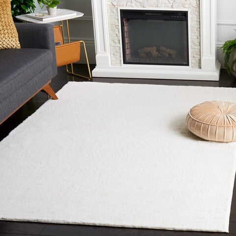 safavieh clearance faux rabbit fur frf976a off white rug