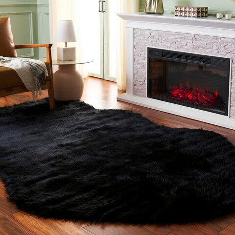 safavieh clearance faux sheep skin fss115b black rug
