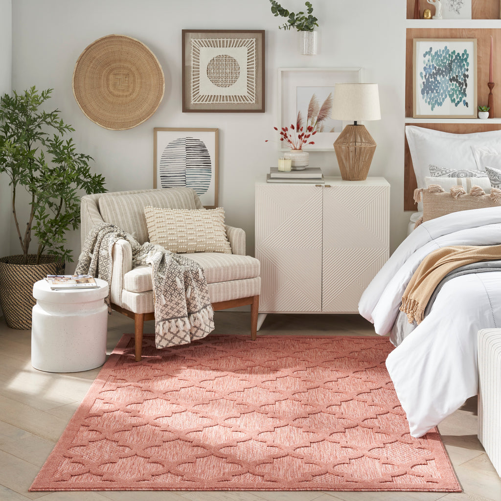 nourison easy care nes01 coral orange rug