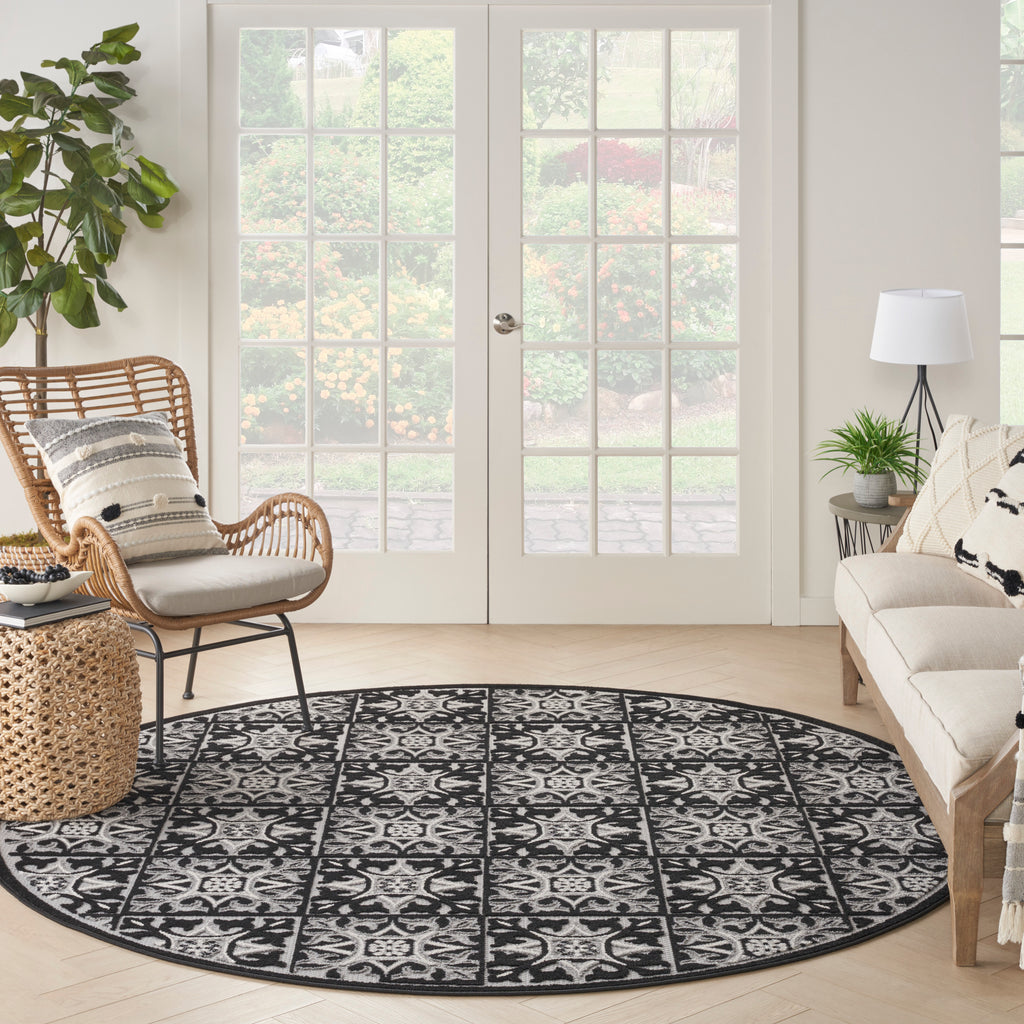 nourison aloha alh34 black white rug