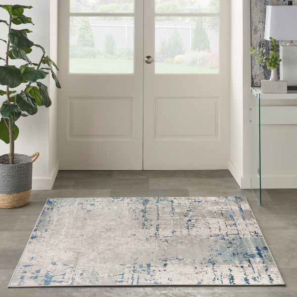 nourison quarry qua01 ivory grey blue rug
