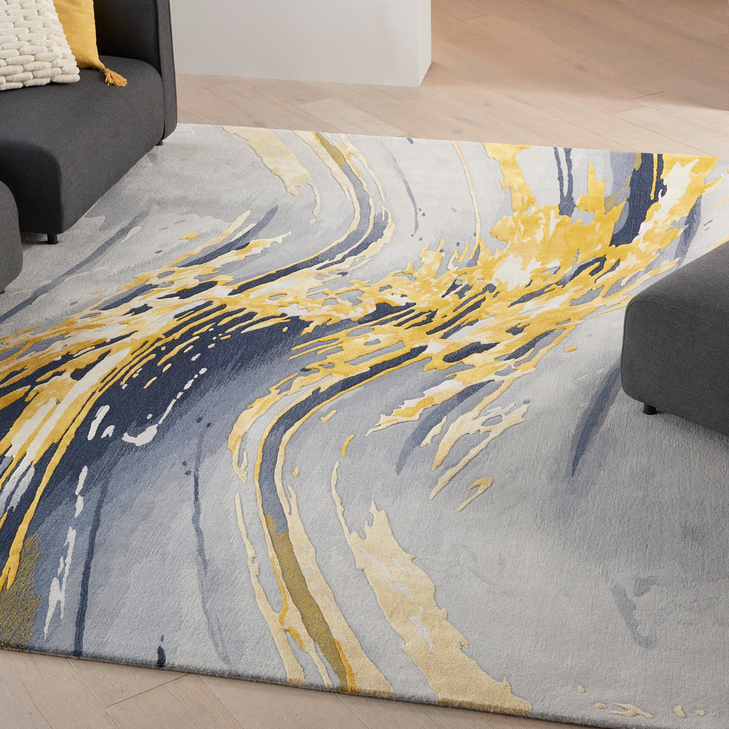 nourison prismatic prs24 grey gold rug