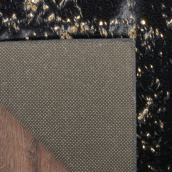nourison cozy shimmer csh01 black gold rug