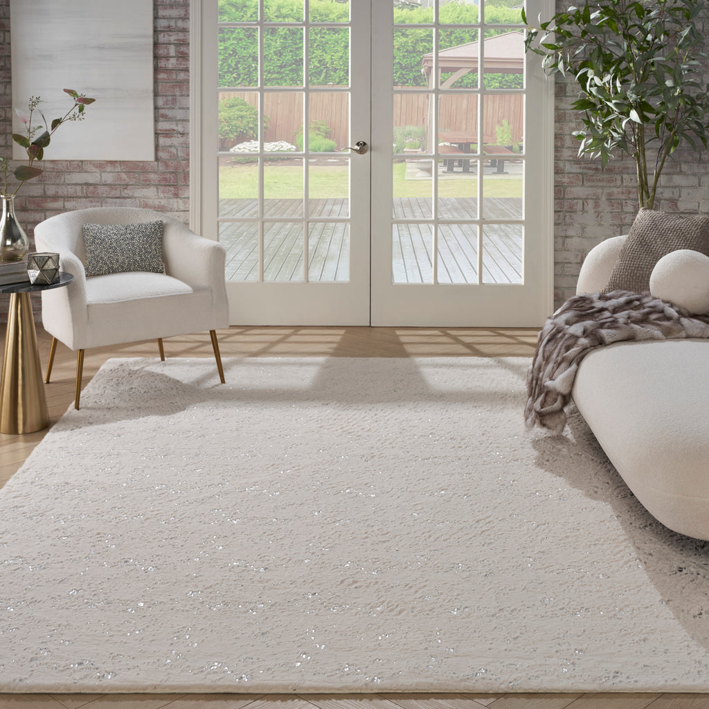 nourison cozy shimmer csh01 ivory silver rug