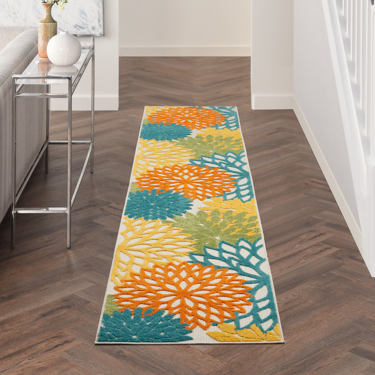 nourison aloha alh05 turquoise multicolor rug