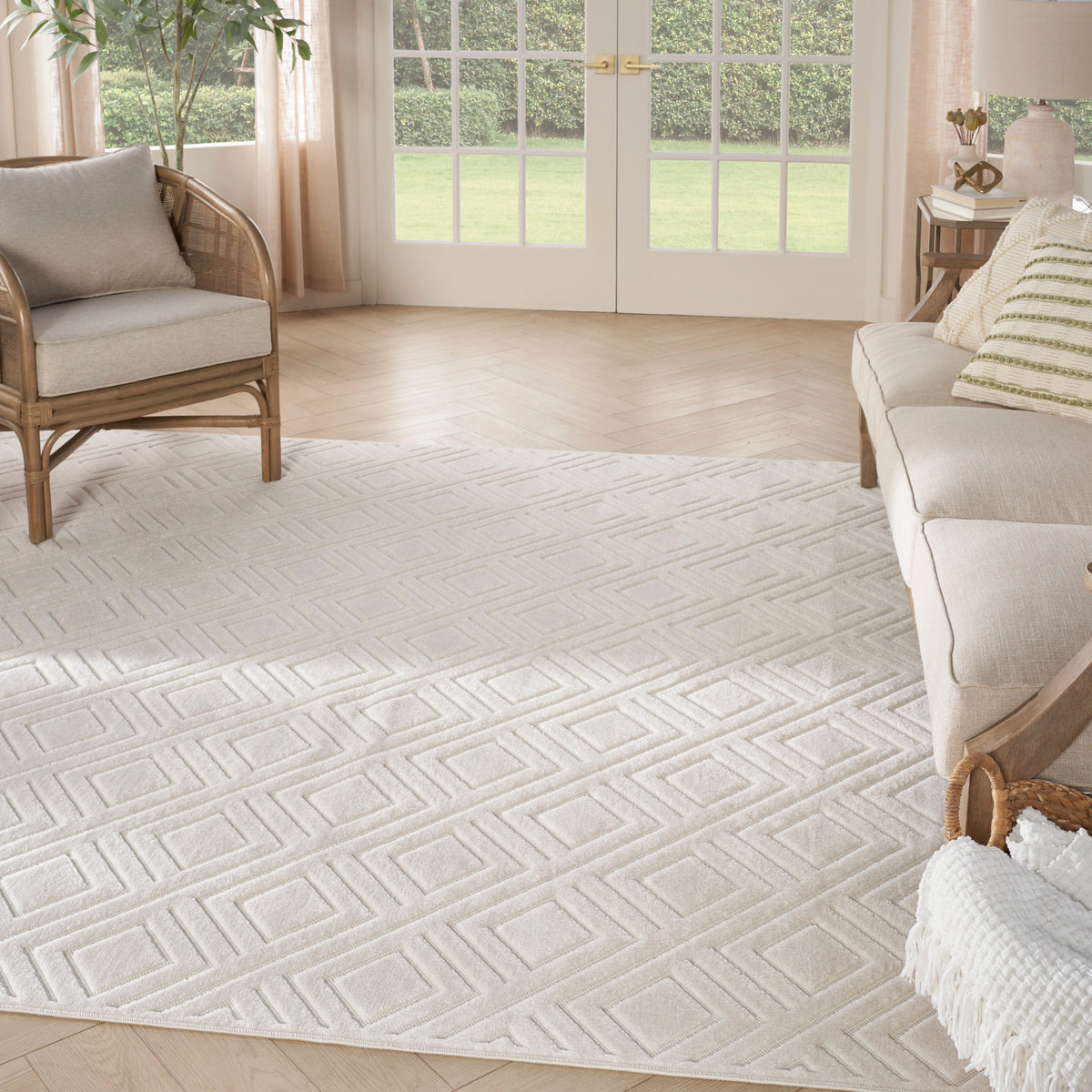 nourison care free caf03 ivory rug