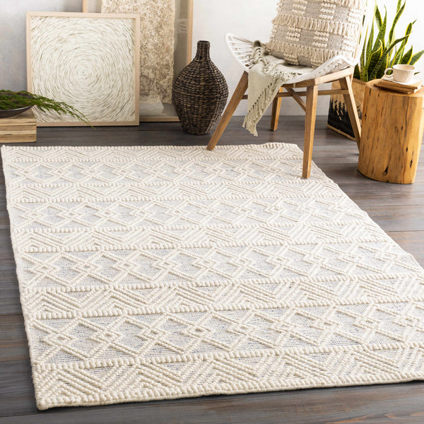 Hauteloom Ginter GIN White Woven/Flatwoven Wool Rug