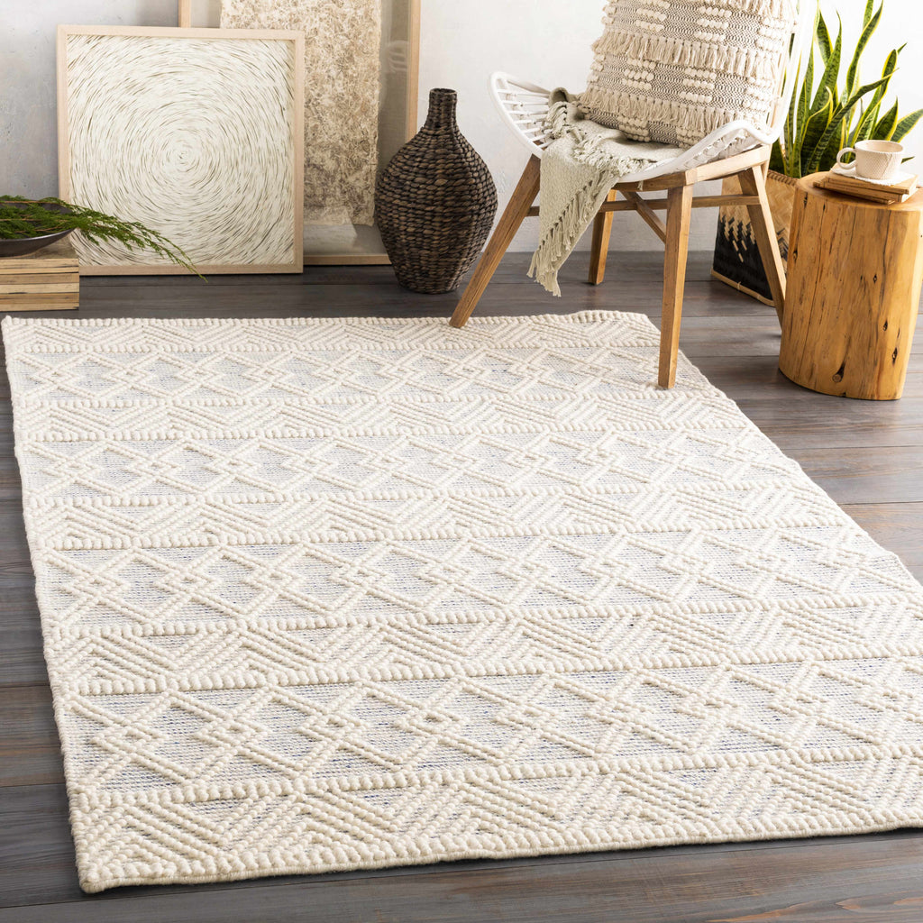 Hauteloom Ginter GIN White Woven/Flatwoven Wool Rug