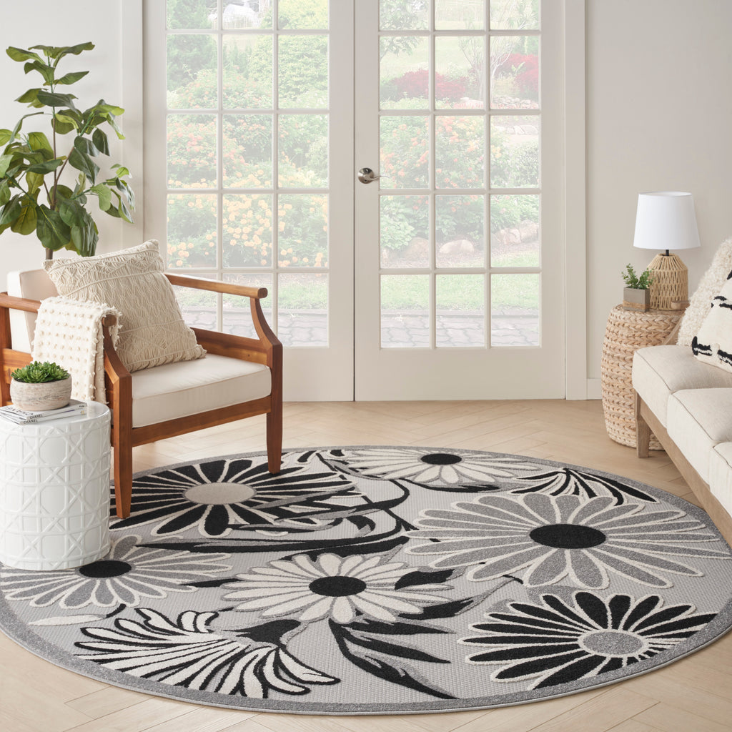 nourison aloha alh33 black white rug