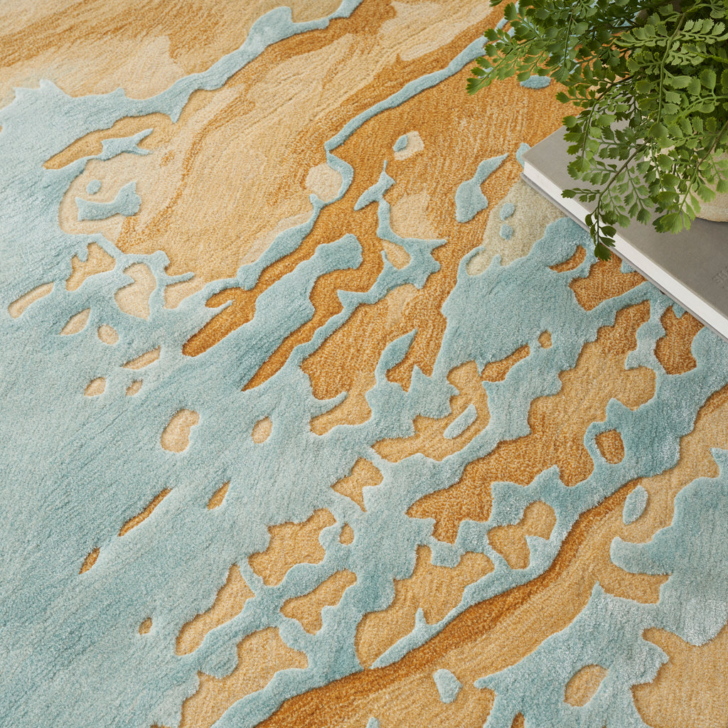 nourison prismatic prs36 sand blue rug