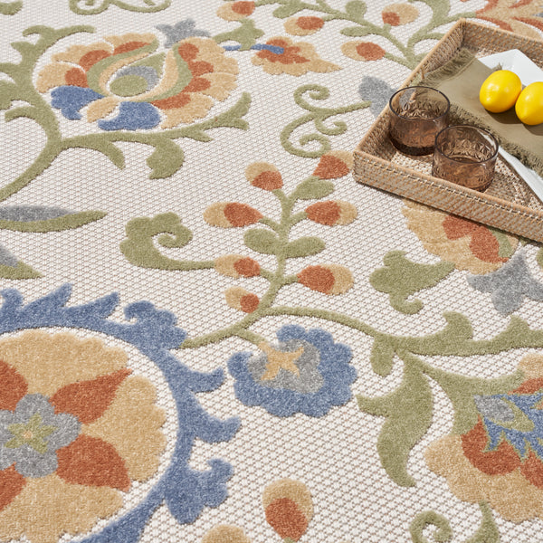 nourison aloha alh17 ivory blue rug