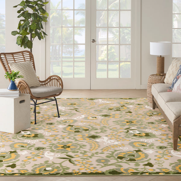 nourison aloha alh17 ivory green rug