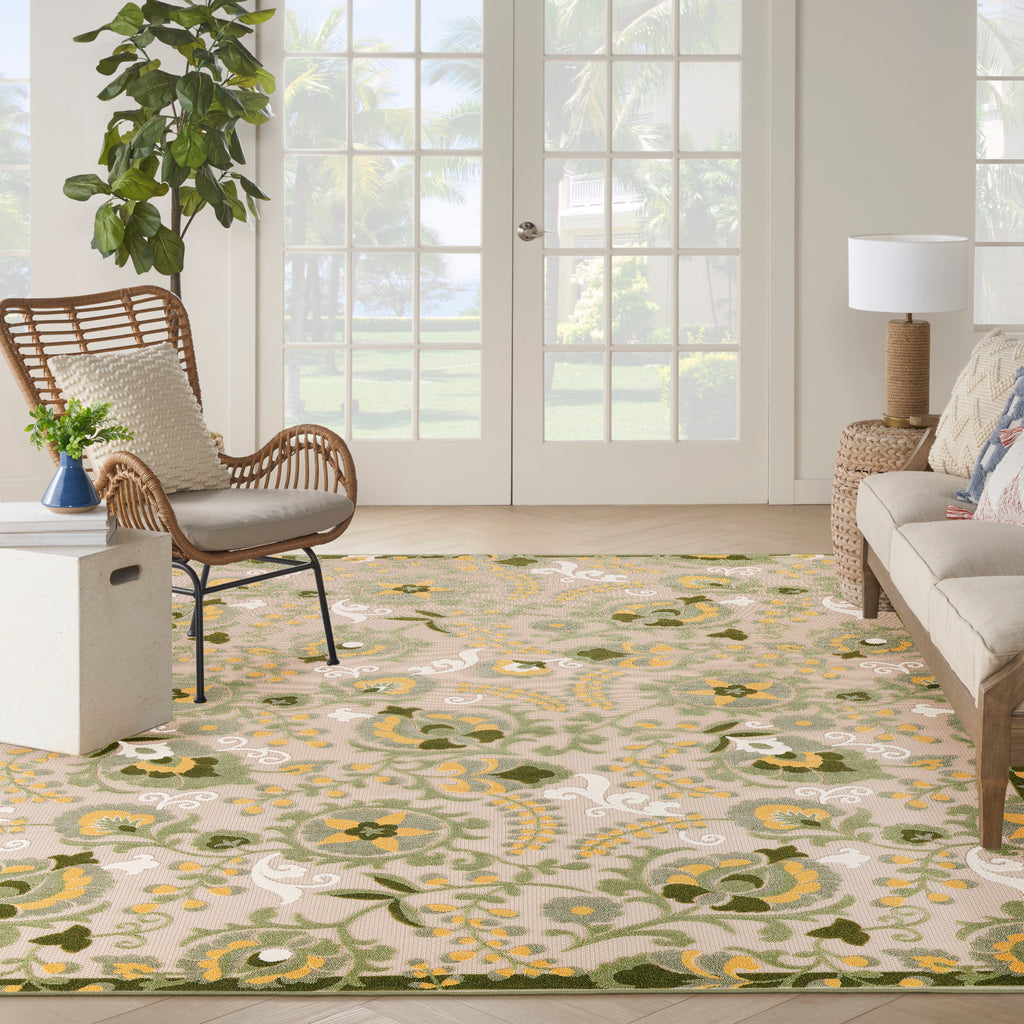 nourison aloha alh17 ivory green rug