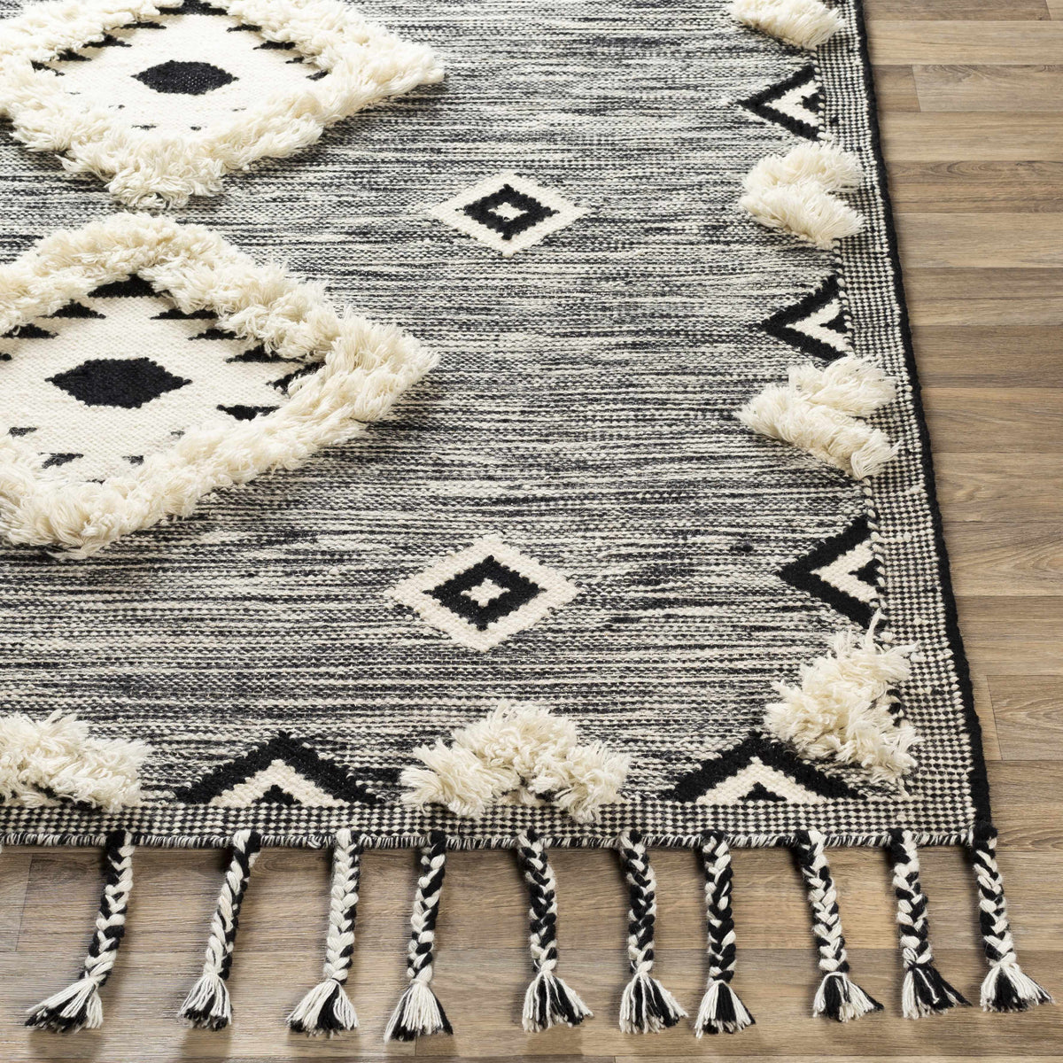 Hauteloom Gardner GRDIR Black Woven/Flatwoven Wool Rug