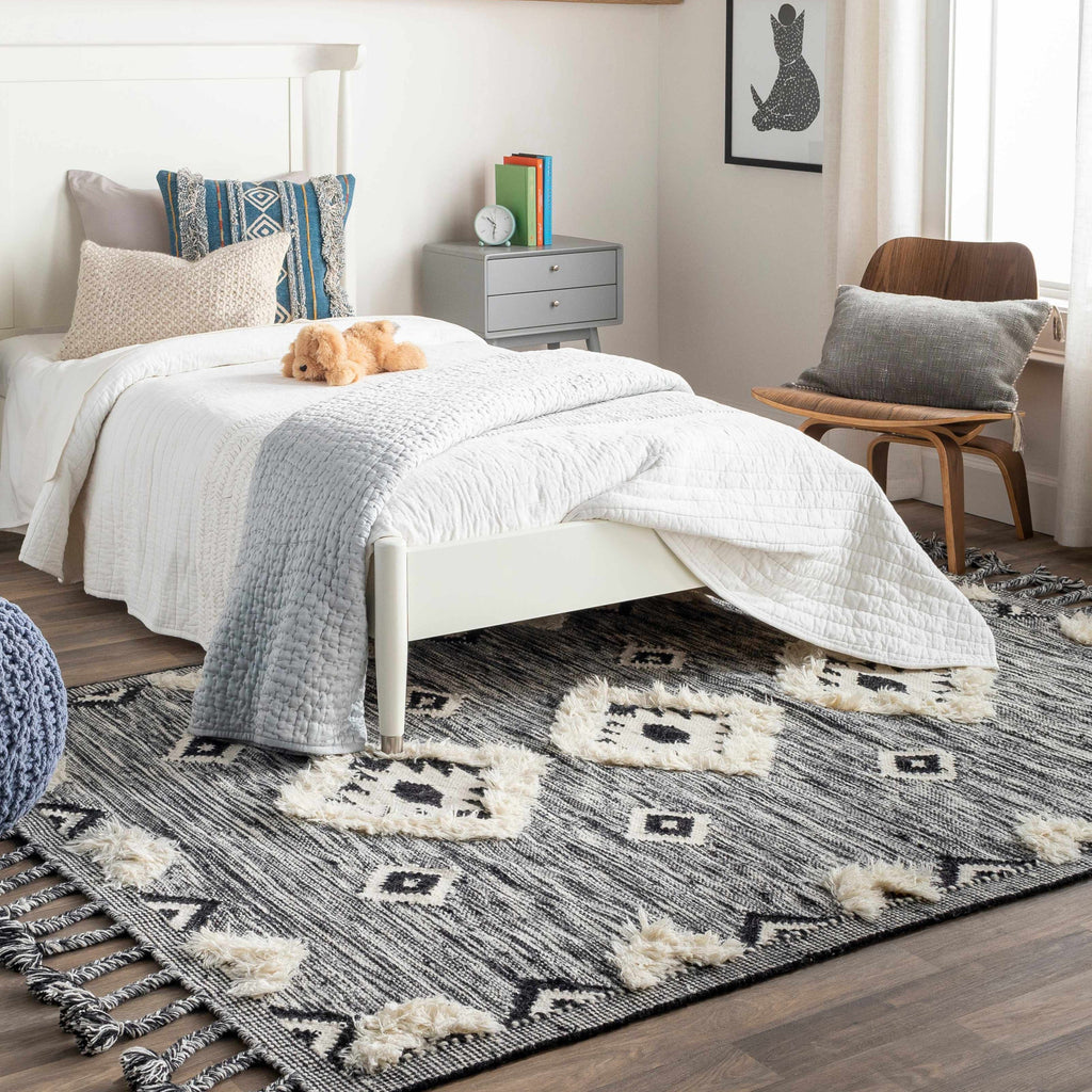 Hauteloom Gardner GRDIR Black Woven/Flatwoven Wool Rug