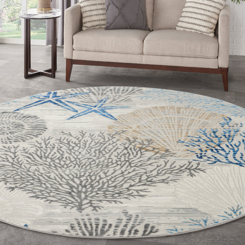 nourison seaside sds04 ivory grey blue rug