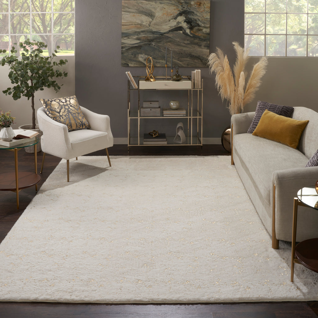 nourison cozy shimmer csh01 ivory gold rug