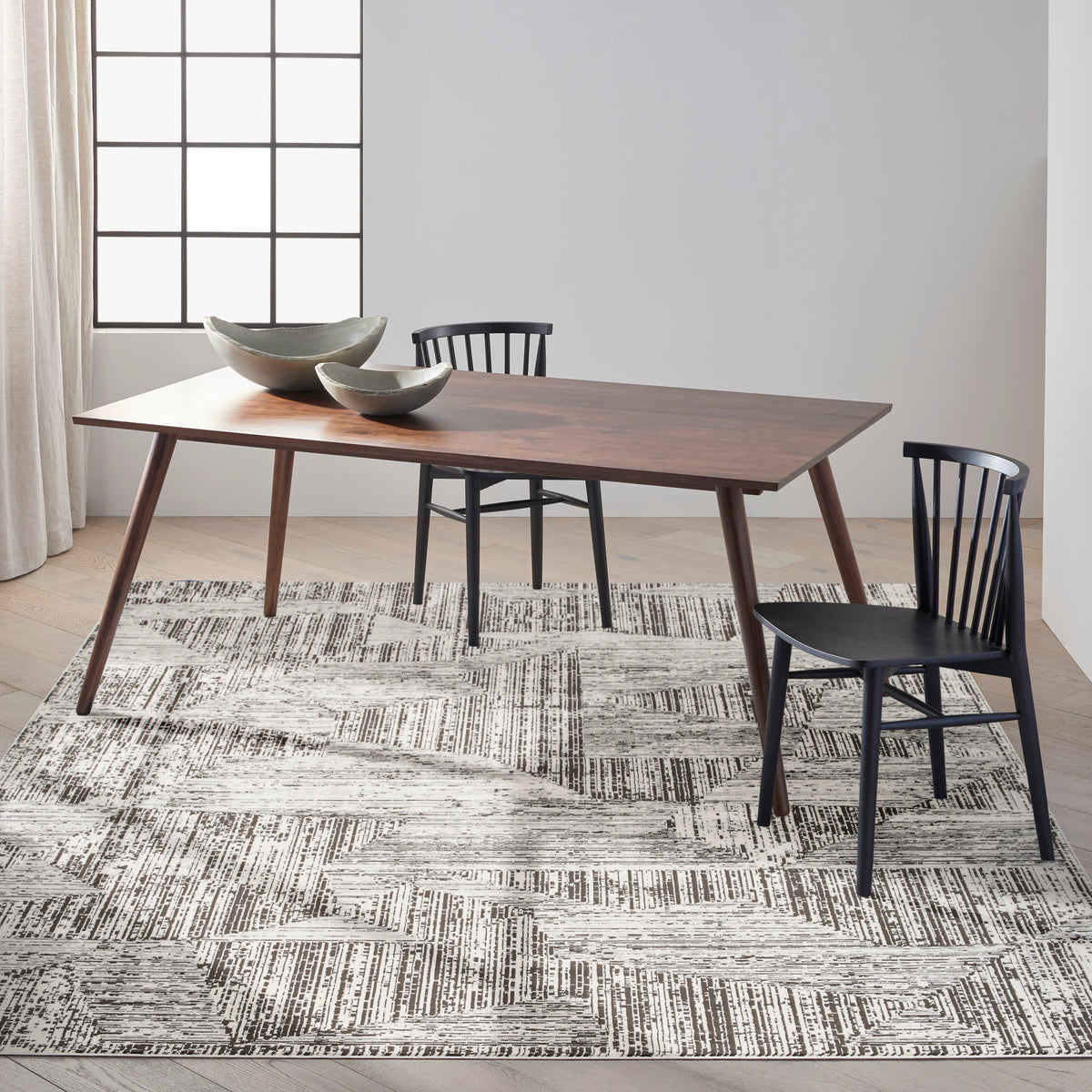 nourison ck024 irradiant irr01 cream black rug