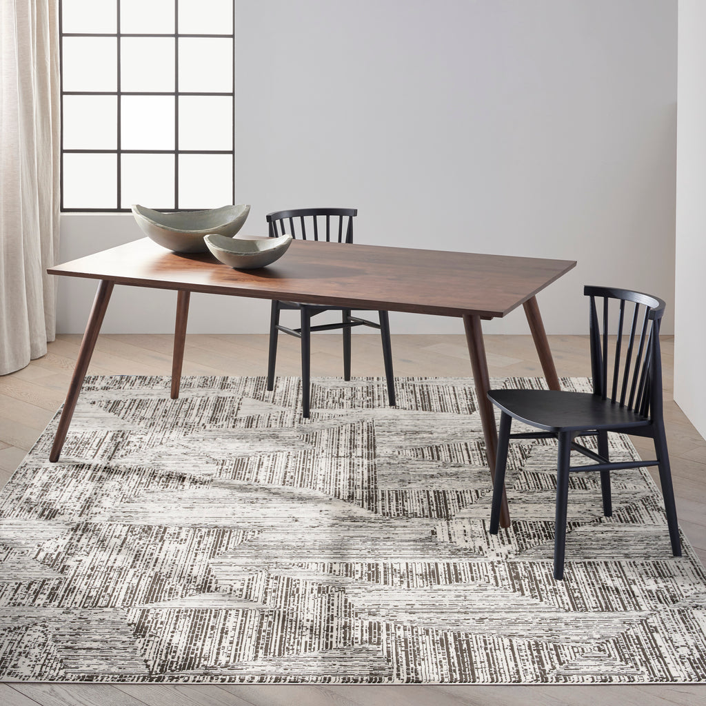 nourison ck024 irradiant irr01 cream black rug