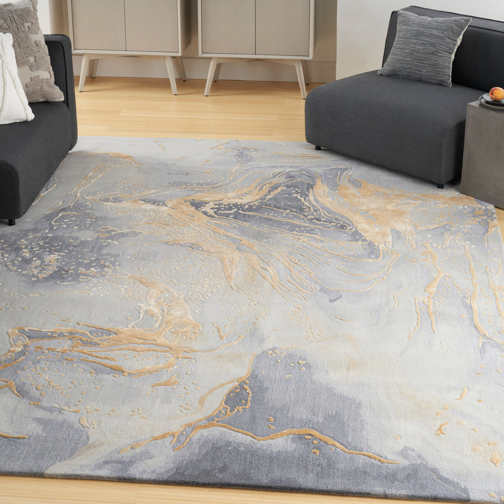 nourison prismatic prs28 grey gold rug