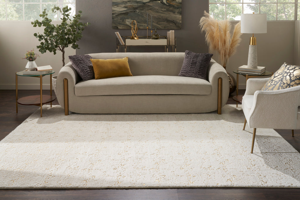 nourison cozy shimmer csh01 ivory gold rug