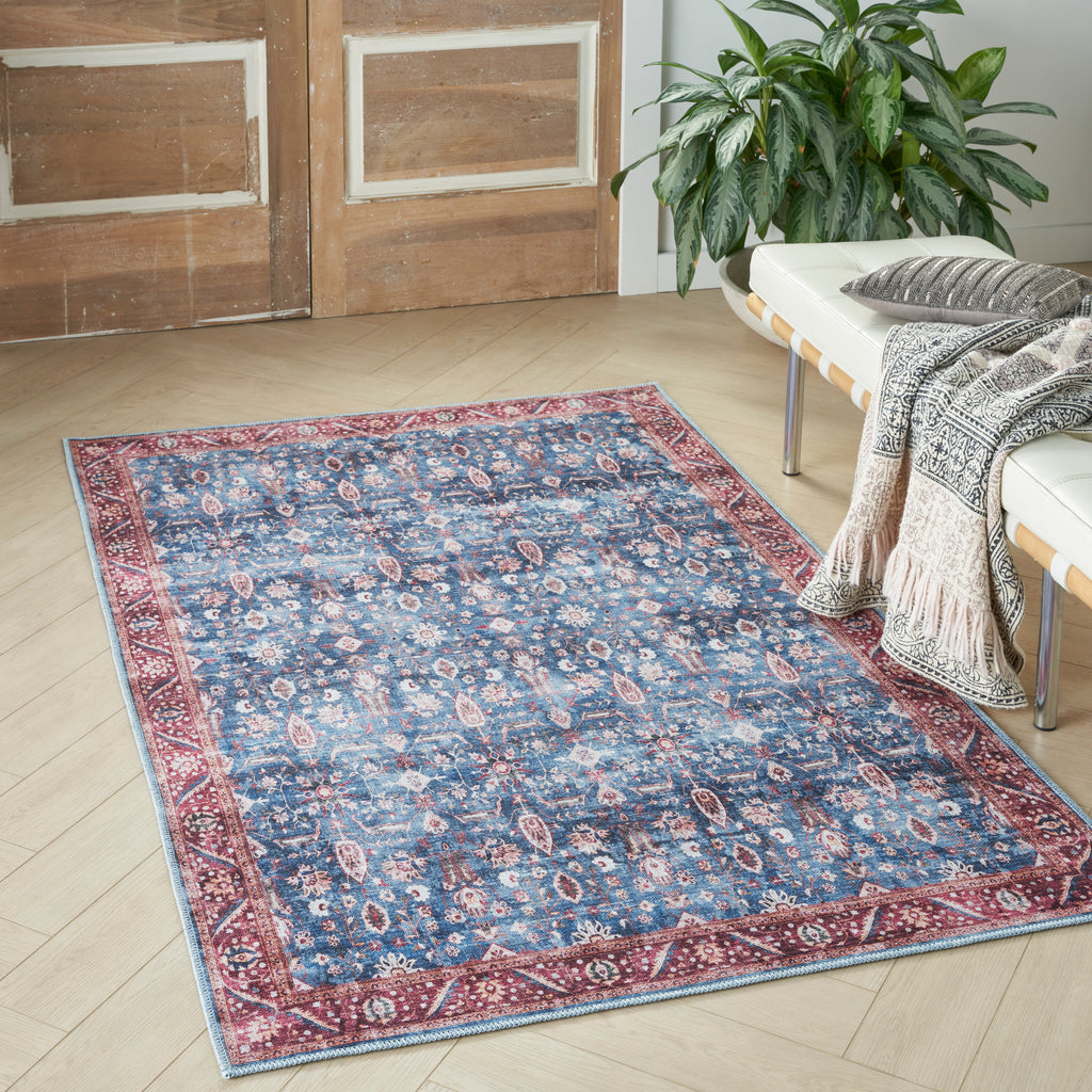 nourison grand washables grw06 blue brick rug