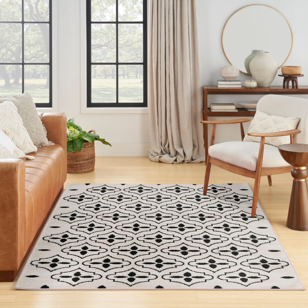 nourison nourison essentials nre04 ivory black rug