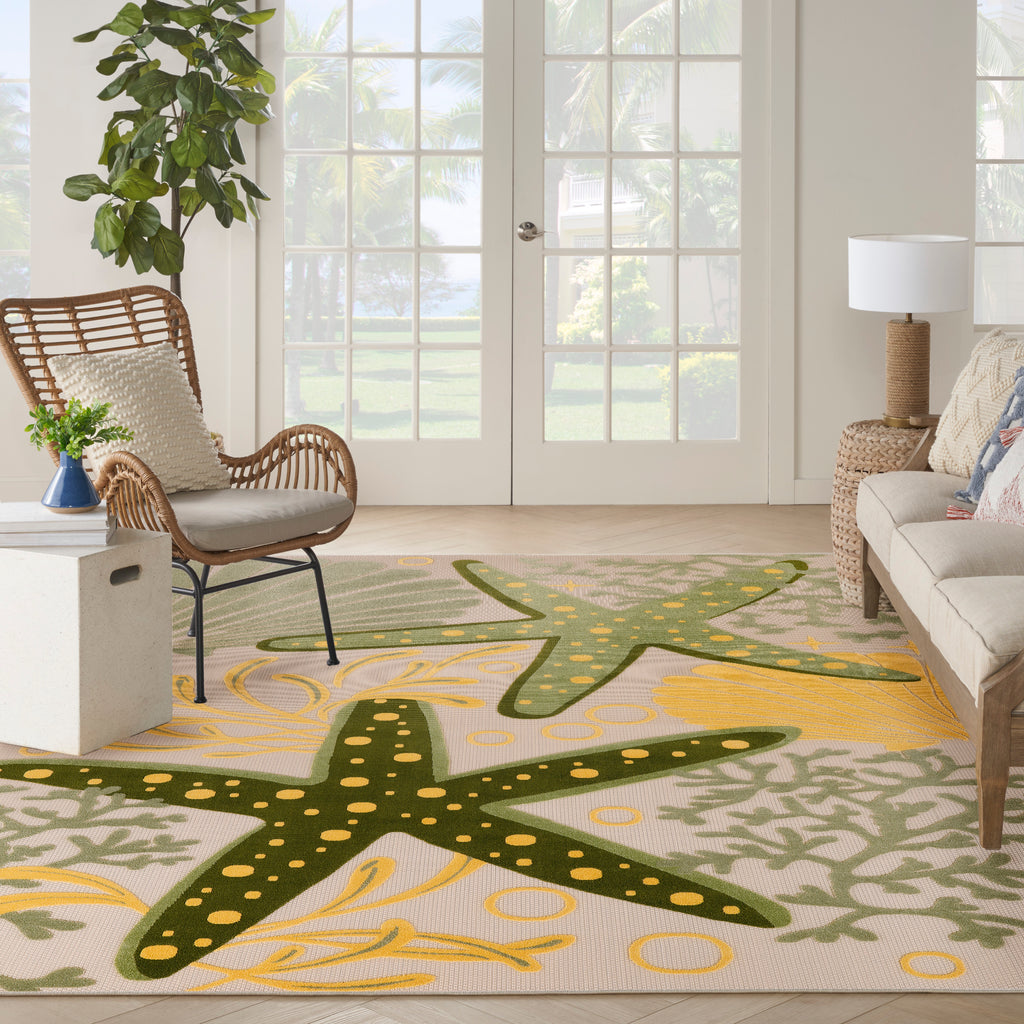 nourison aloha alh24 green yellow rug
