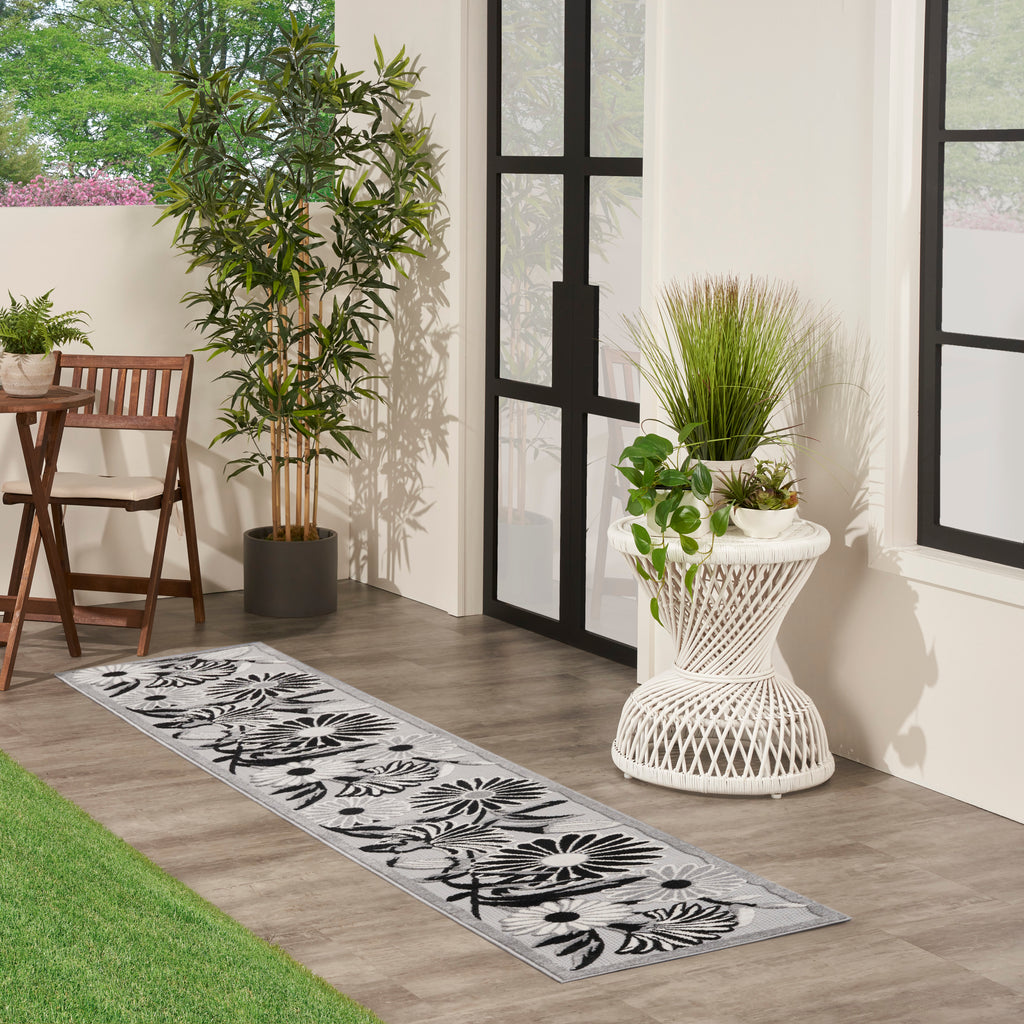 nourison aloha alh33 black white rug