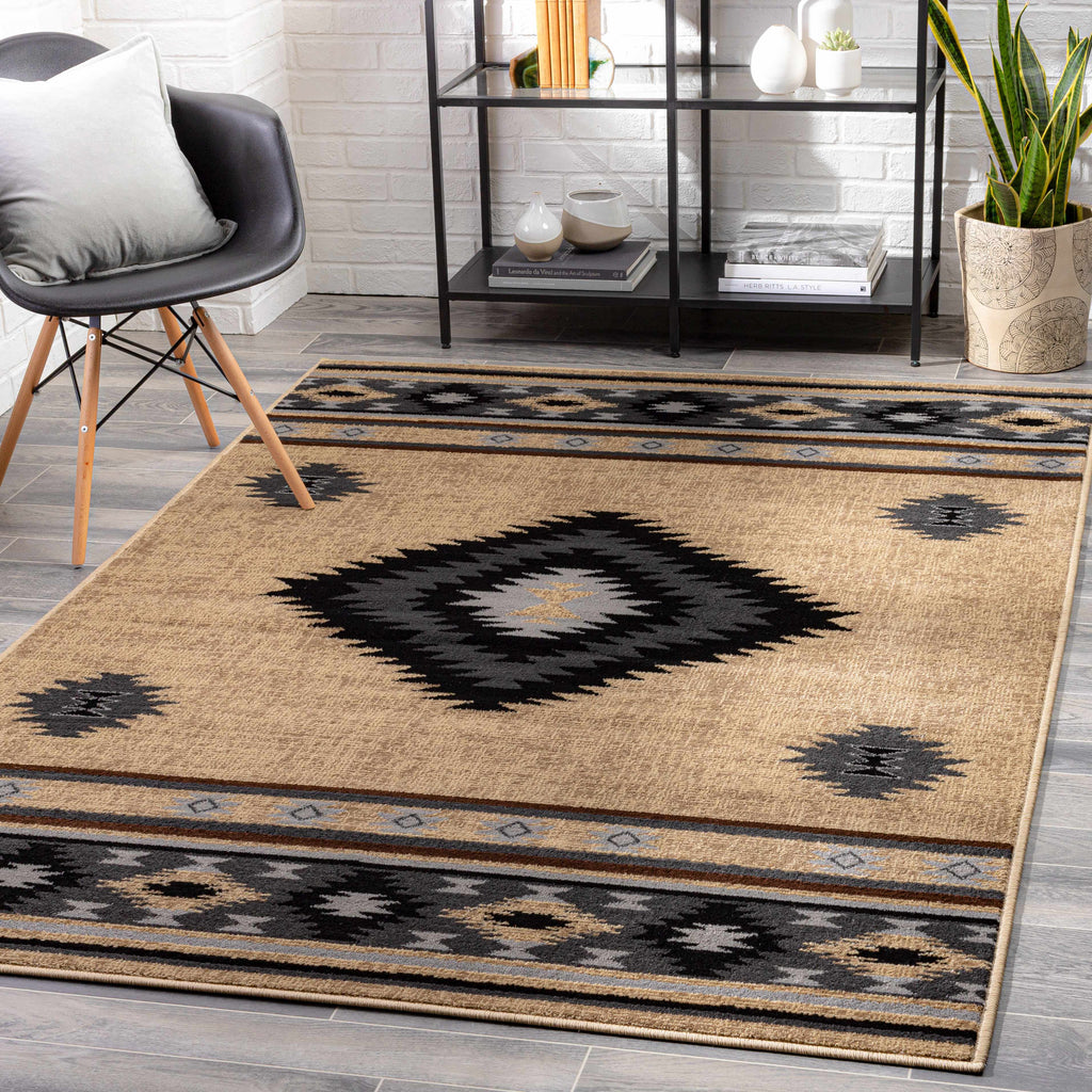 Hauteloom Hoylake HOYL Black Machine Made Polypropylene Rug