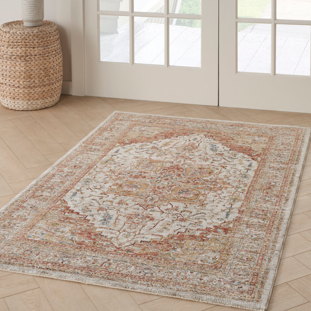 nourison sahar shr06 ivory rust rug