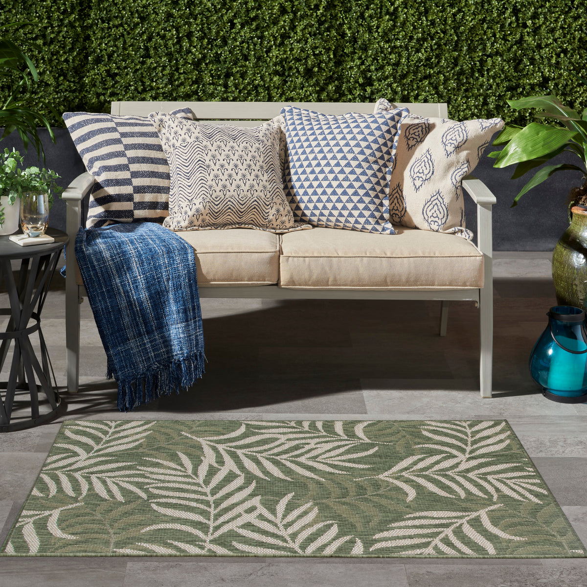nourison garden oasis goa01 green ivory rug