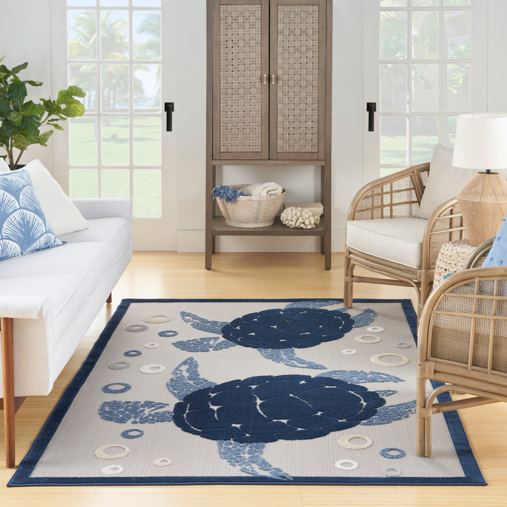nourison aloha alh27 navy blue rug
