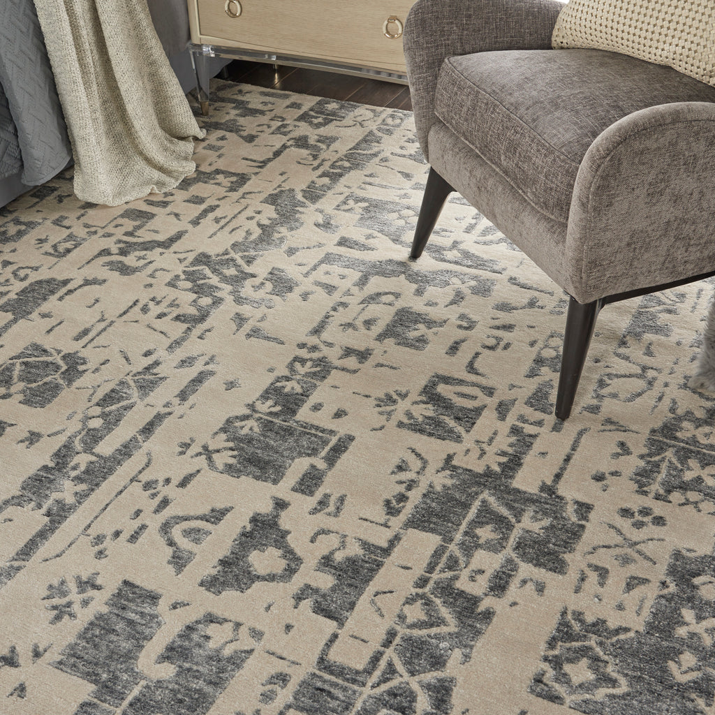 nourison silk shadows sha19 ivory grey rug