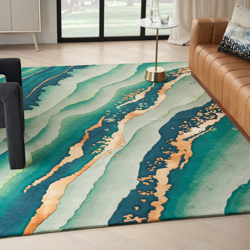 nourison prismatic prs30 emerald rug