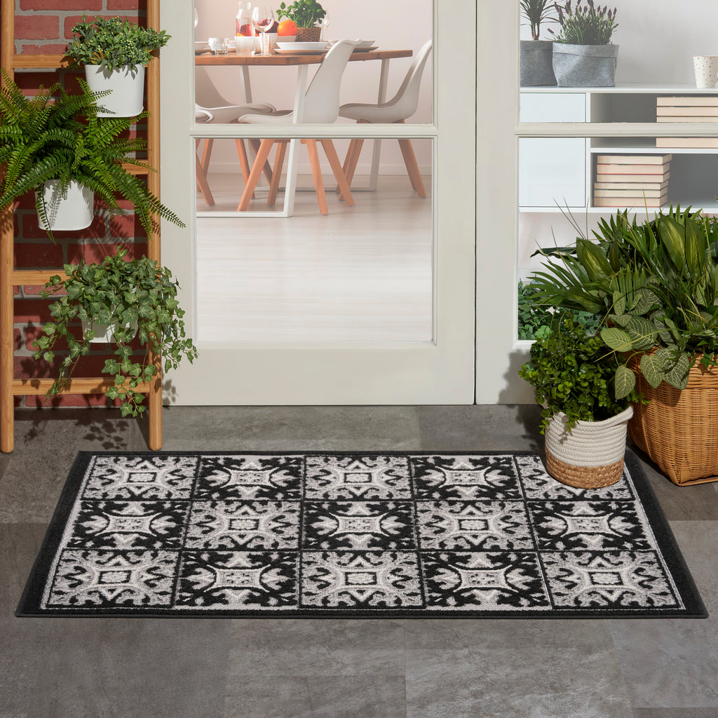 nourison aloha alh34 black white rug
