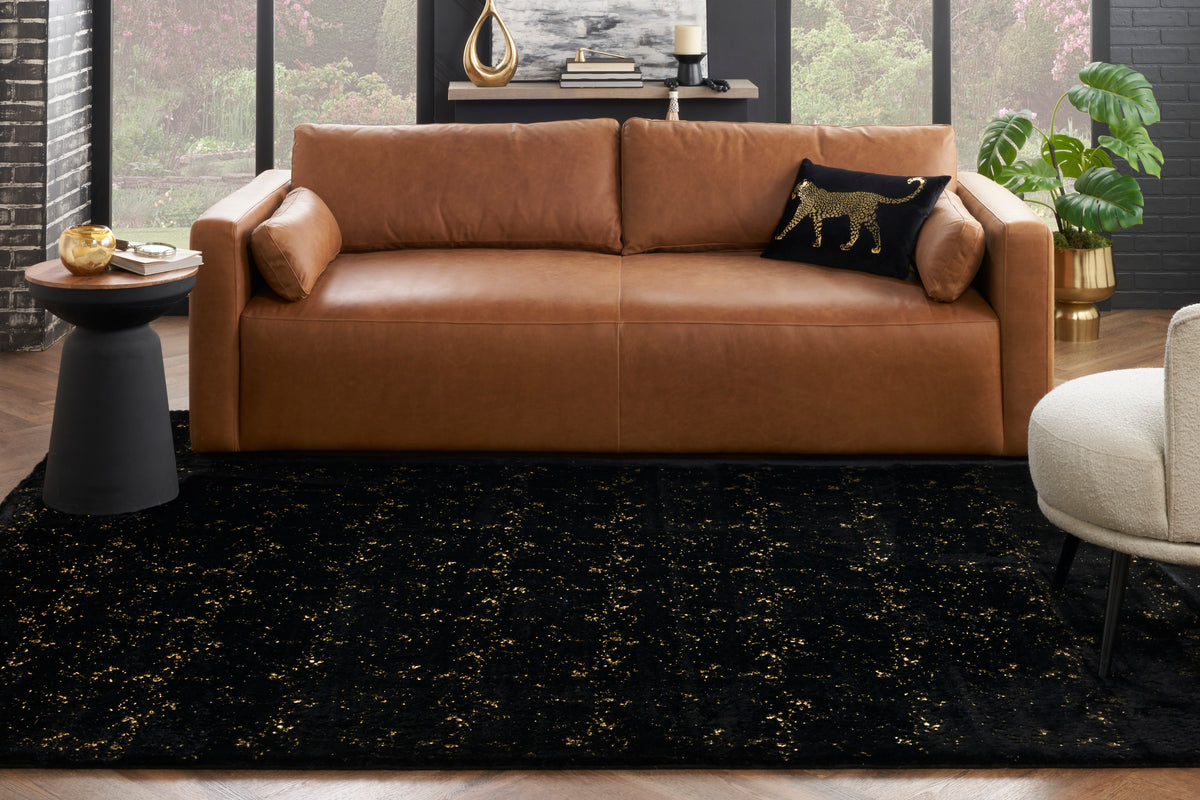 nourison cozy shimmer csh01 black gold rug
