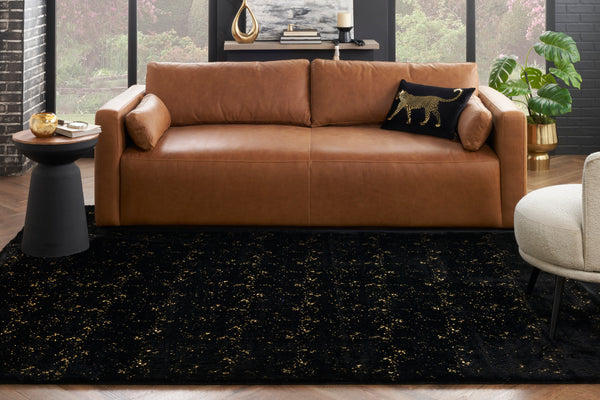 nourison cozy shimmer csh01 black gold rug