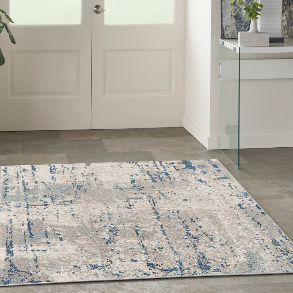 nourison quarry qua01 ivory grey blue rug