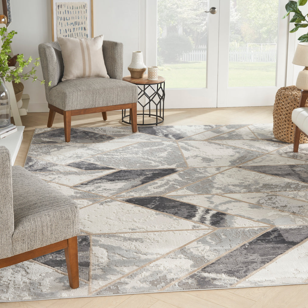 nourison elation etn11 ivory grey rug