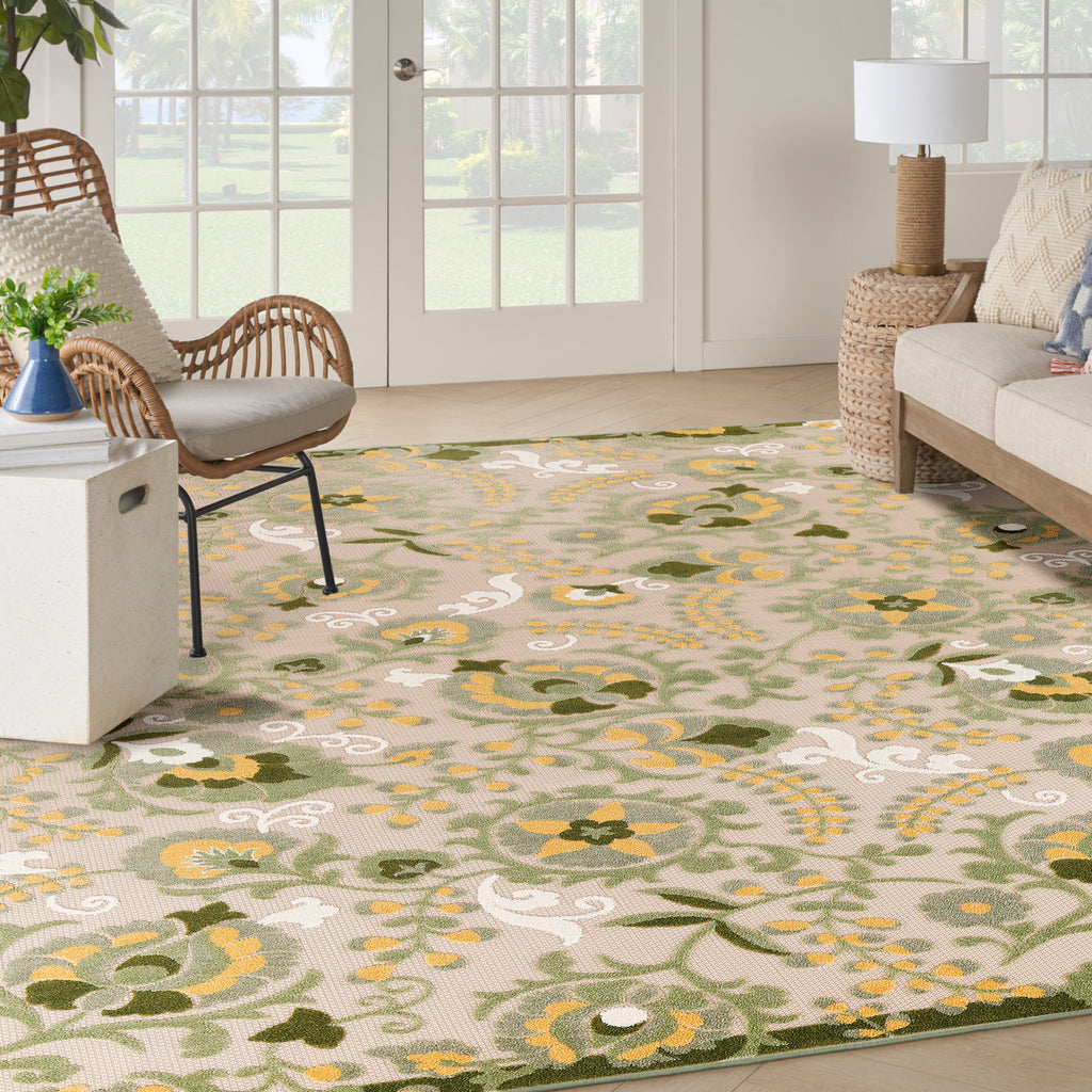 nourison aloha alh17 ivory green rug
