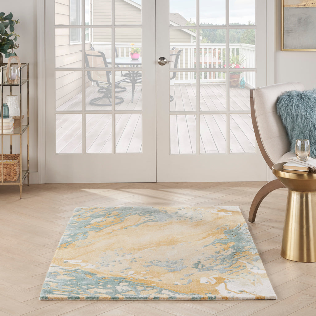 nourison prismatic prs36 sand blue rug